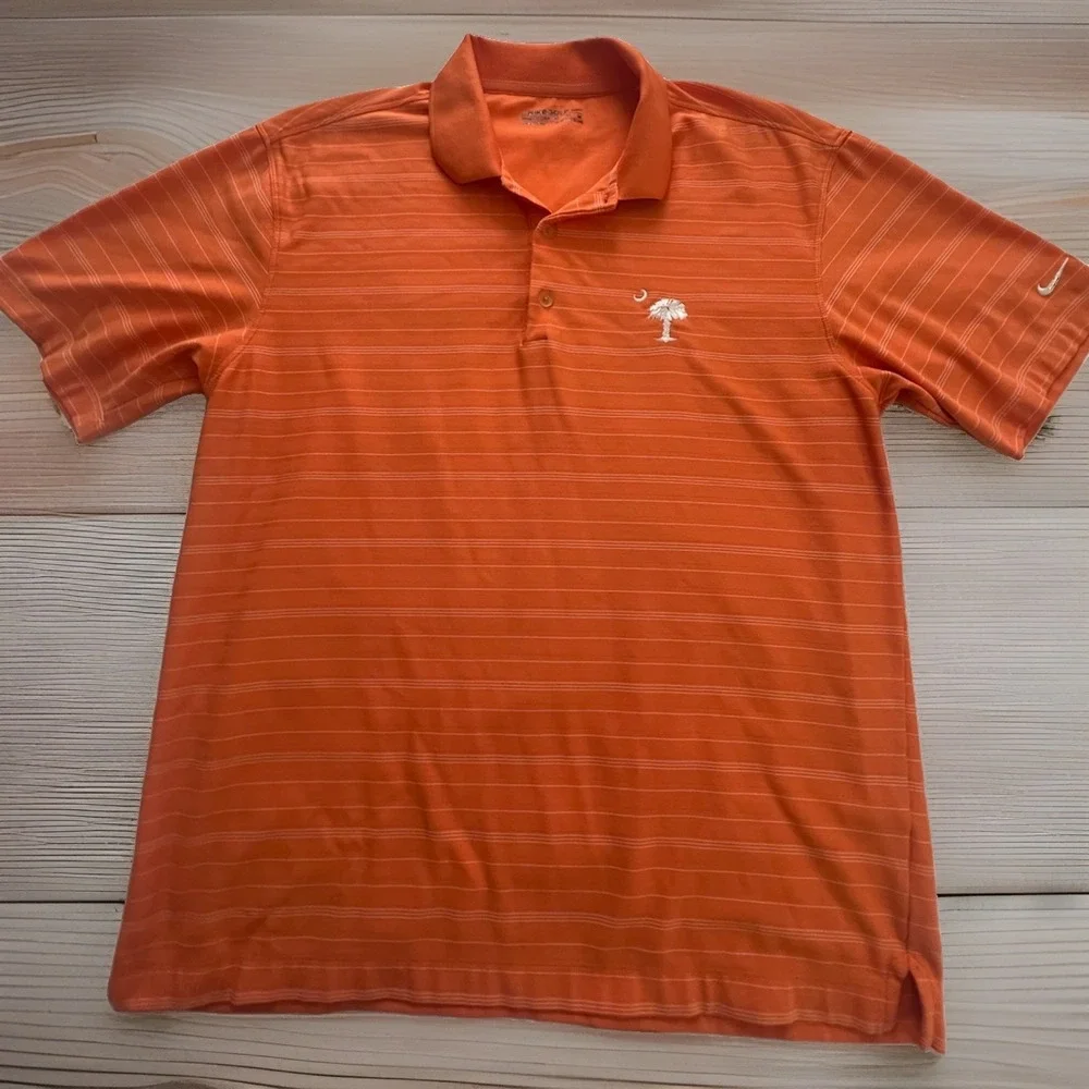 Nike Golf Fit Dry Polo Shirt South Carolina Palmetto Crescent Orange Striped M